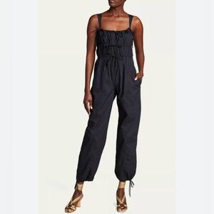 🖤 SO CUTE! Black Boho Sz Medium Sleeveless Jogger Jumpsuit Adj Bodice & Ankles